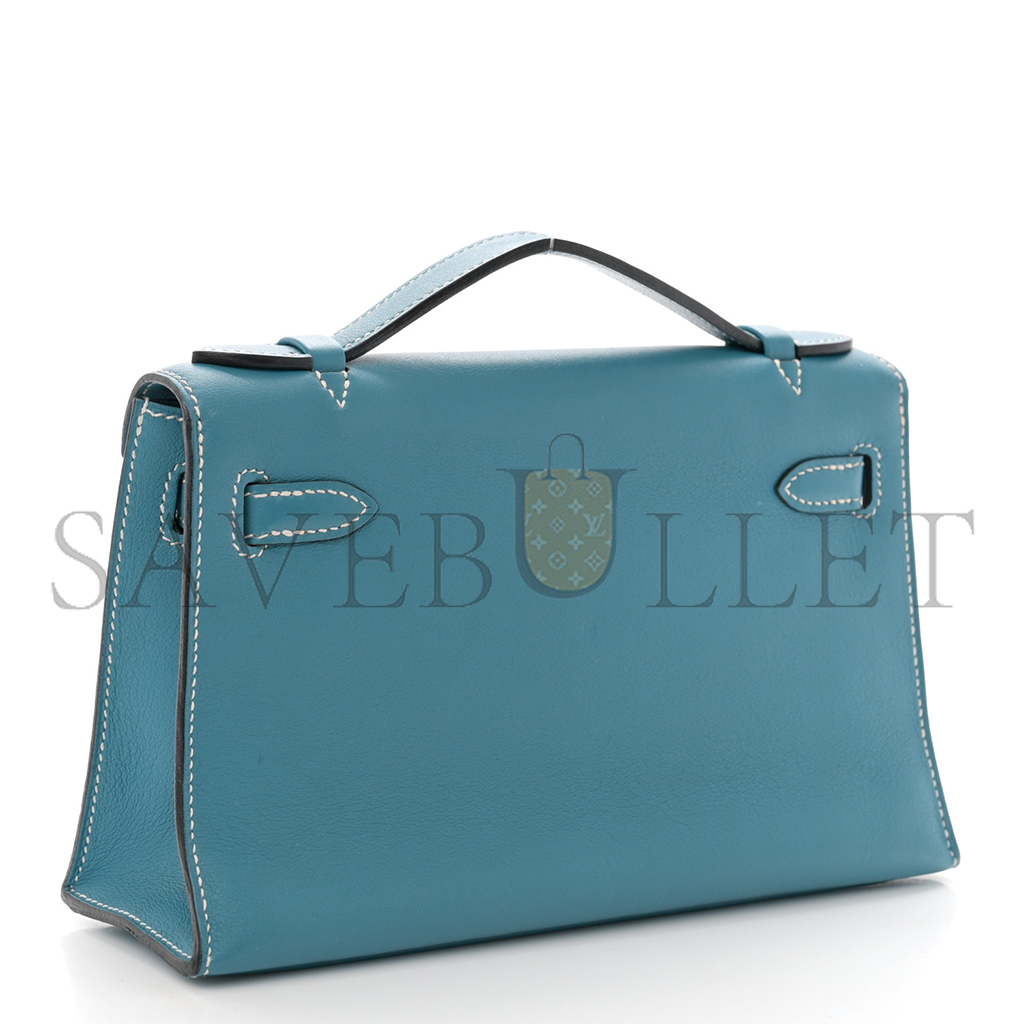 HERMÈS MASTER SWIFT KELLY POCHETTE CLUTCH BLUE JEAN (22*14*7cm) 